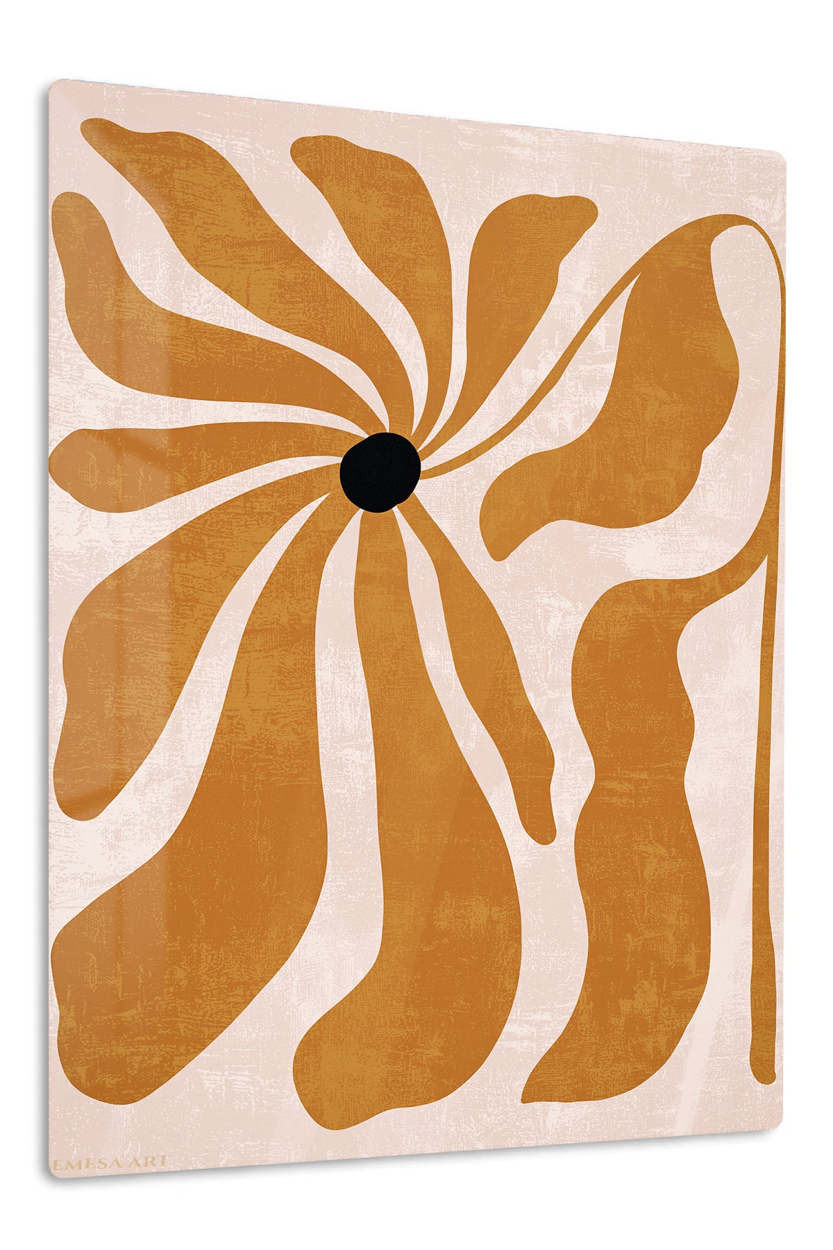 Ochre Bloom premium metal wall art – front view