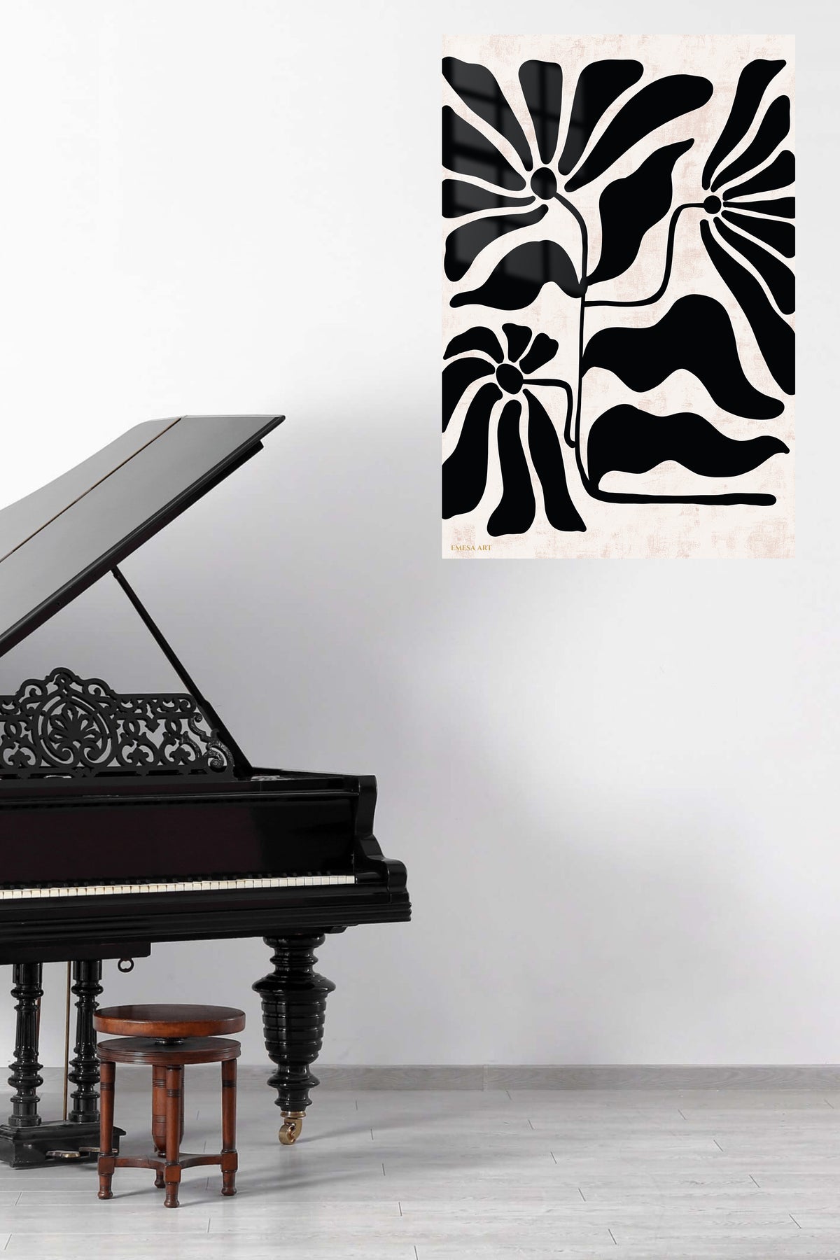 Bold Botanical Silhouettes metal wall art displayed in a contemporary living space