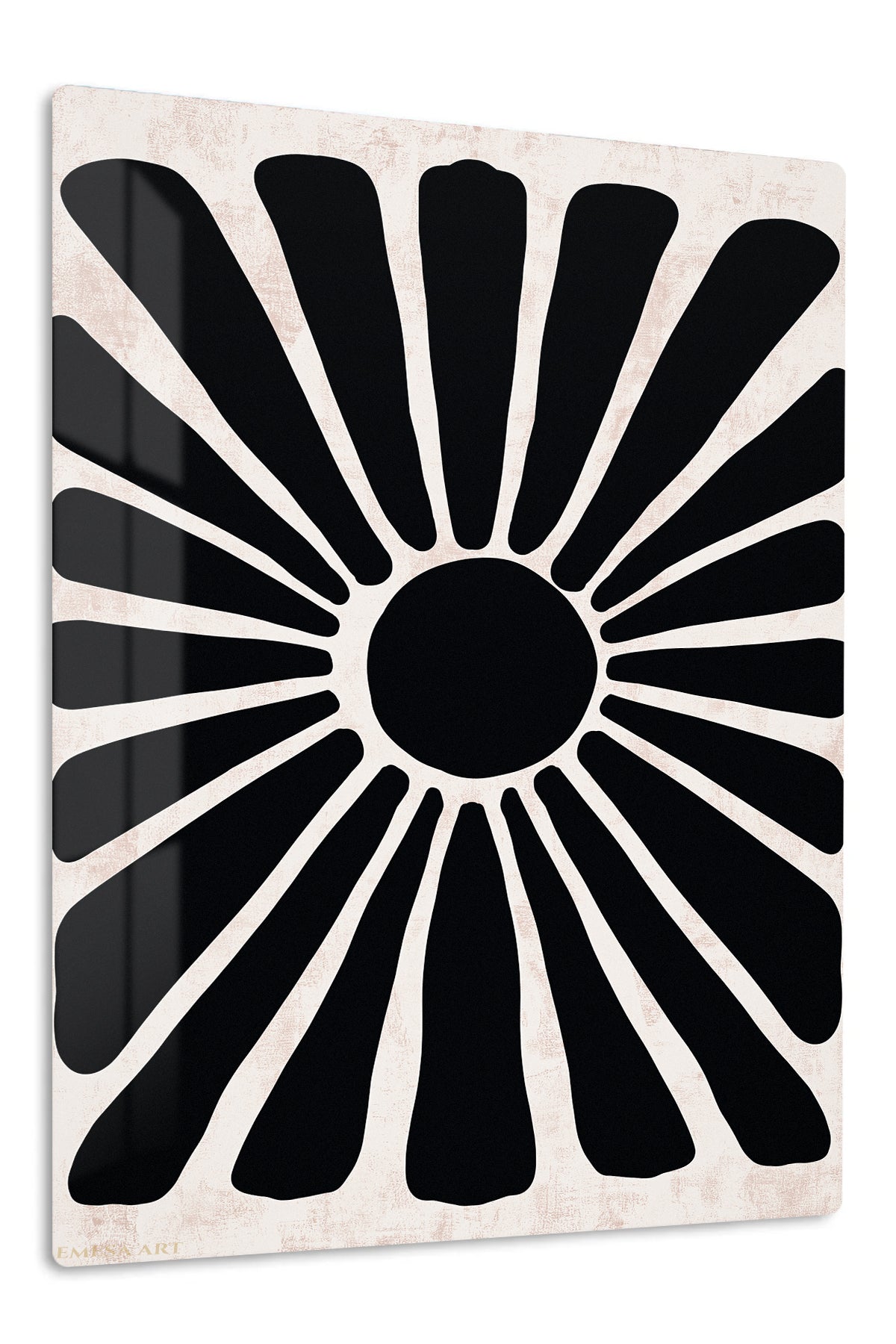Bold Black Sunburst premium metal wall art – front view
