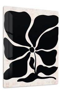 Black Organic Flower on Blush premium metal wall art – front view