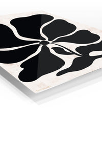 Black Organic Flower on Blush premium metal wall art – angled view