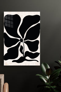 Black Organic Flower on Blush metal wall art displayed in a modern interior