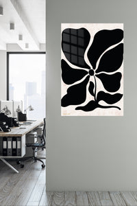 Black Organic Flower on Blush metal wall art displayed in a contemporary living space