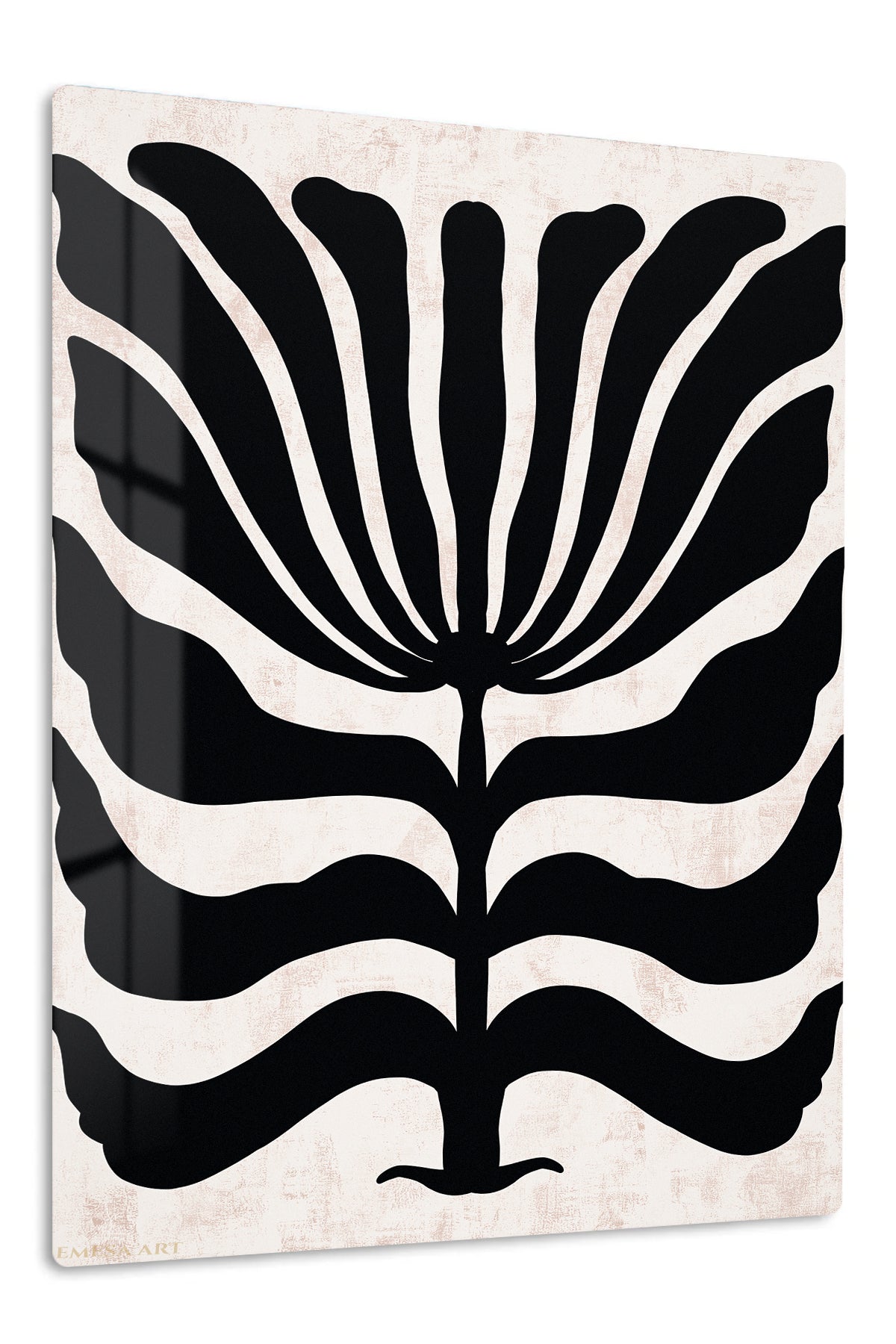 Bold Black Botanical Silhouette premium metal wall art – front view