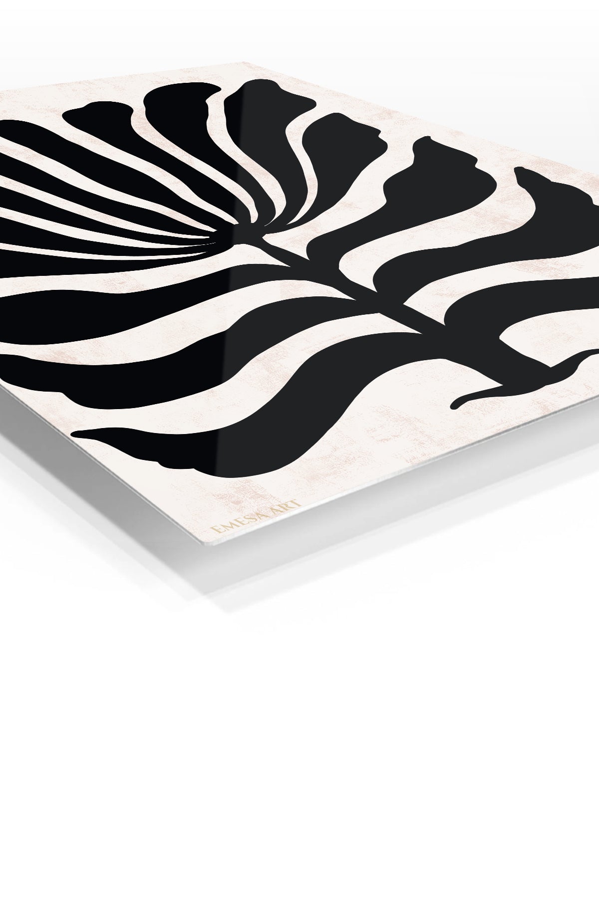 Bold Black Botanical Silhouette premium metal wall art – angled view
