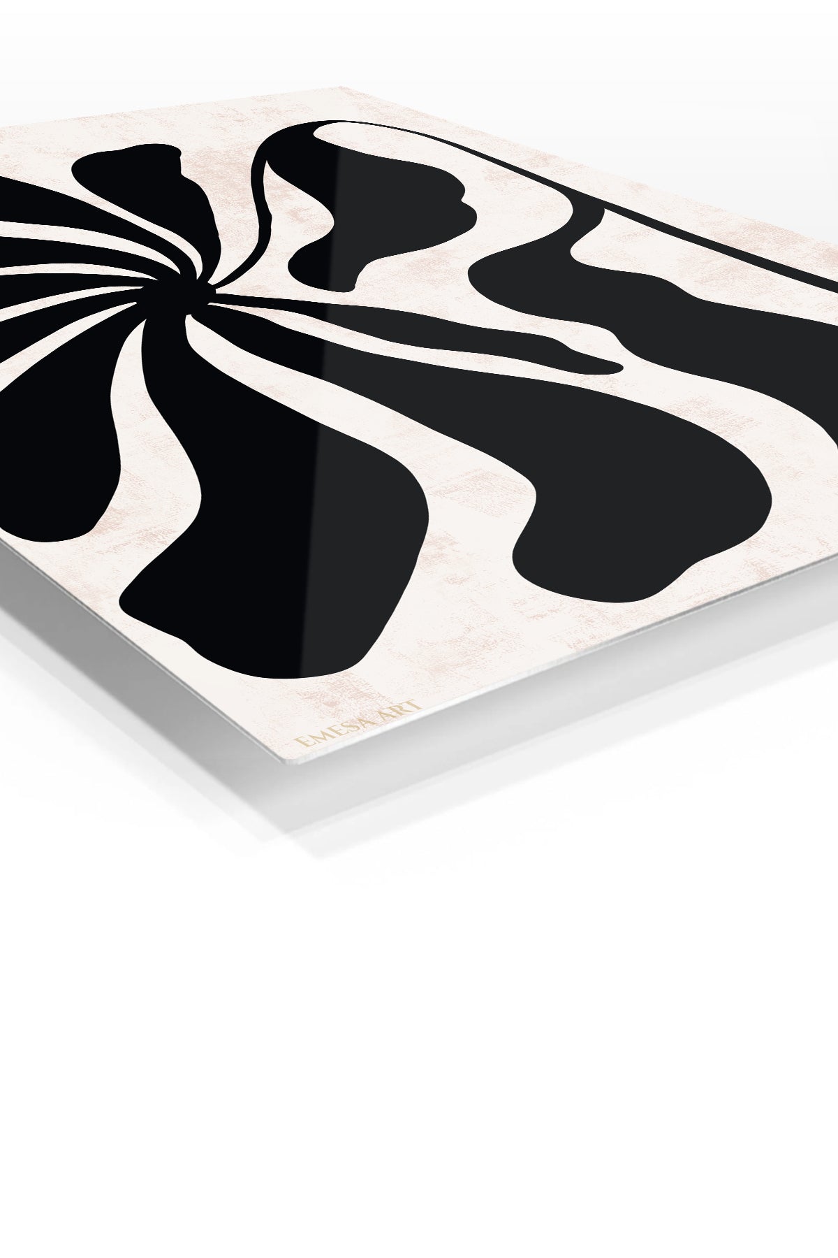 Black Botanical Silhouette premium metal wall art – angled view