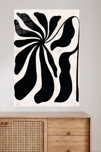 Black Botanical Silhouette metal wall art displayed in a modern interior