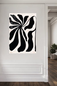 Black Botanical Silhouette metal wall art displayed in a contemporary living space