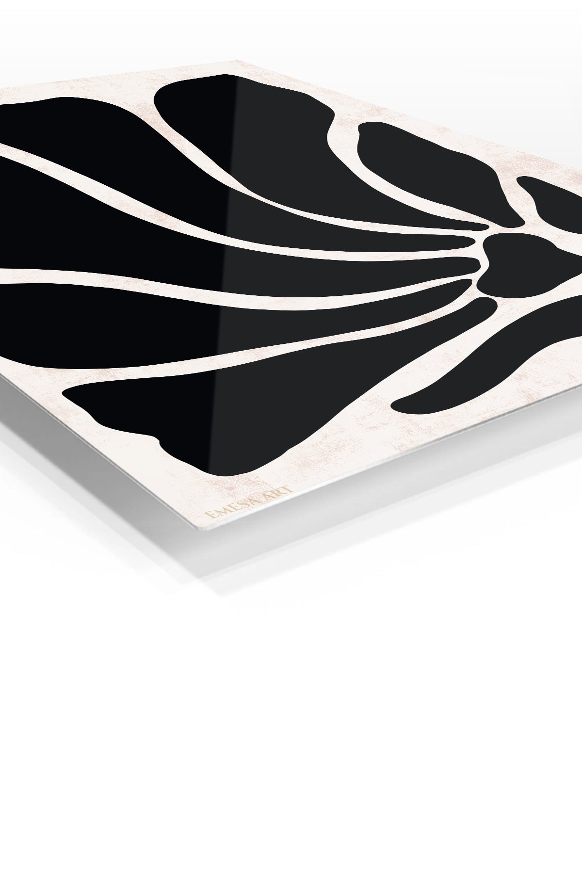 Black Organic Forms premium metal wall art – angled view