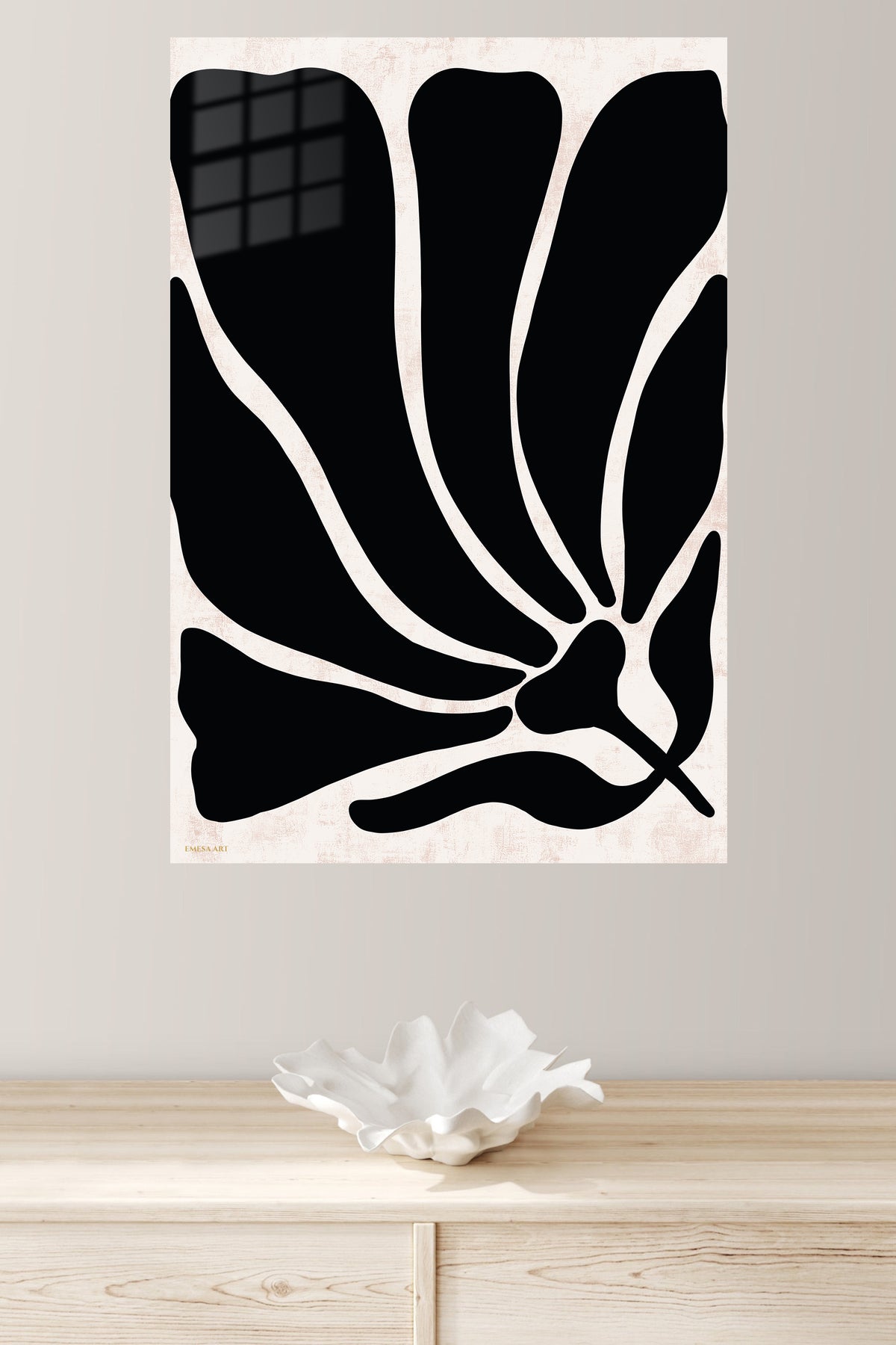 Black Organic Forms metal wall art displayed in a modern interior