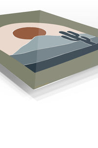 Desert Sun and Cactus premium metal wall art – angled view