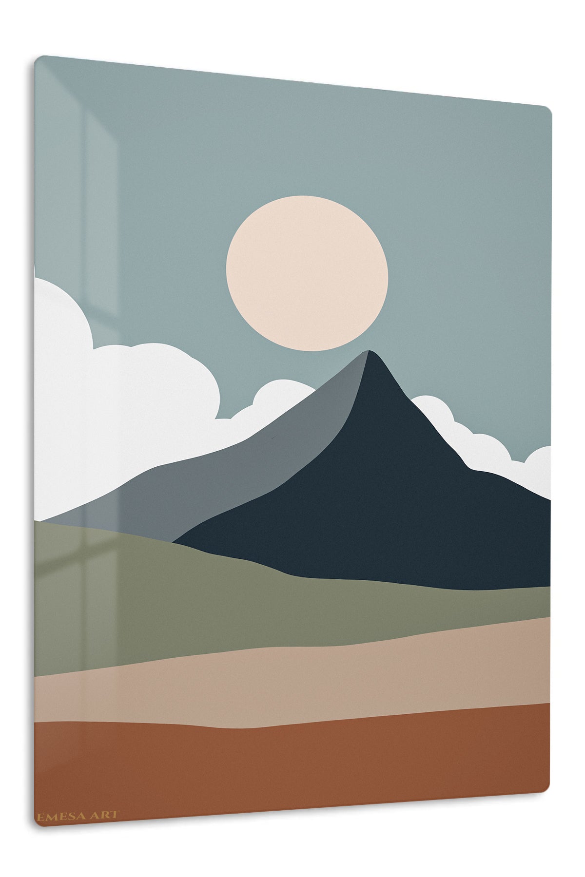 Desert Mountain Sun premium metal wall art – front view