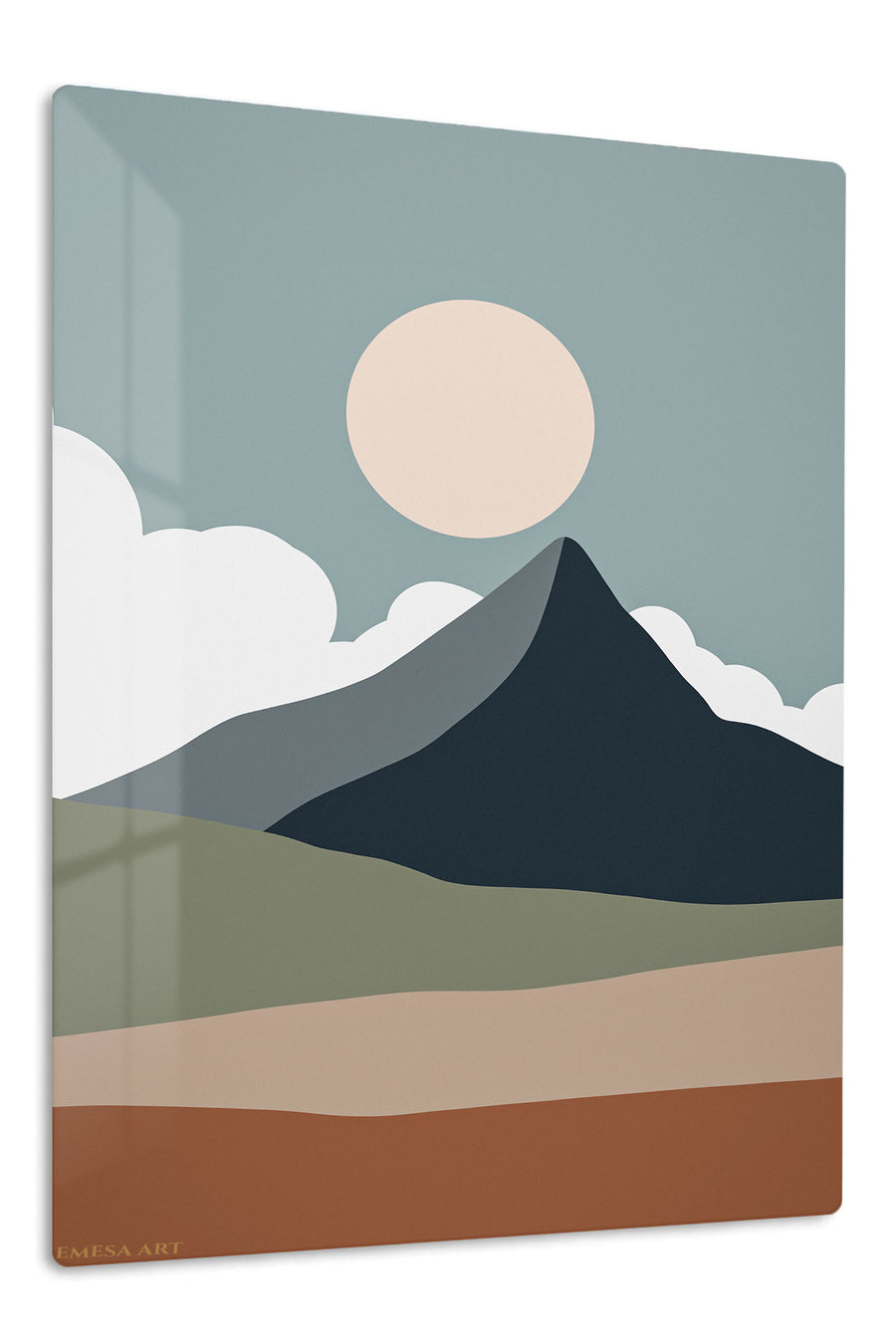Desert Mountain Sun premium metal wall art – front view