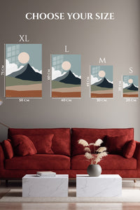 EMESA metal wall art size comparison guide for Desert Mountain Sun