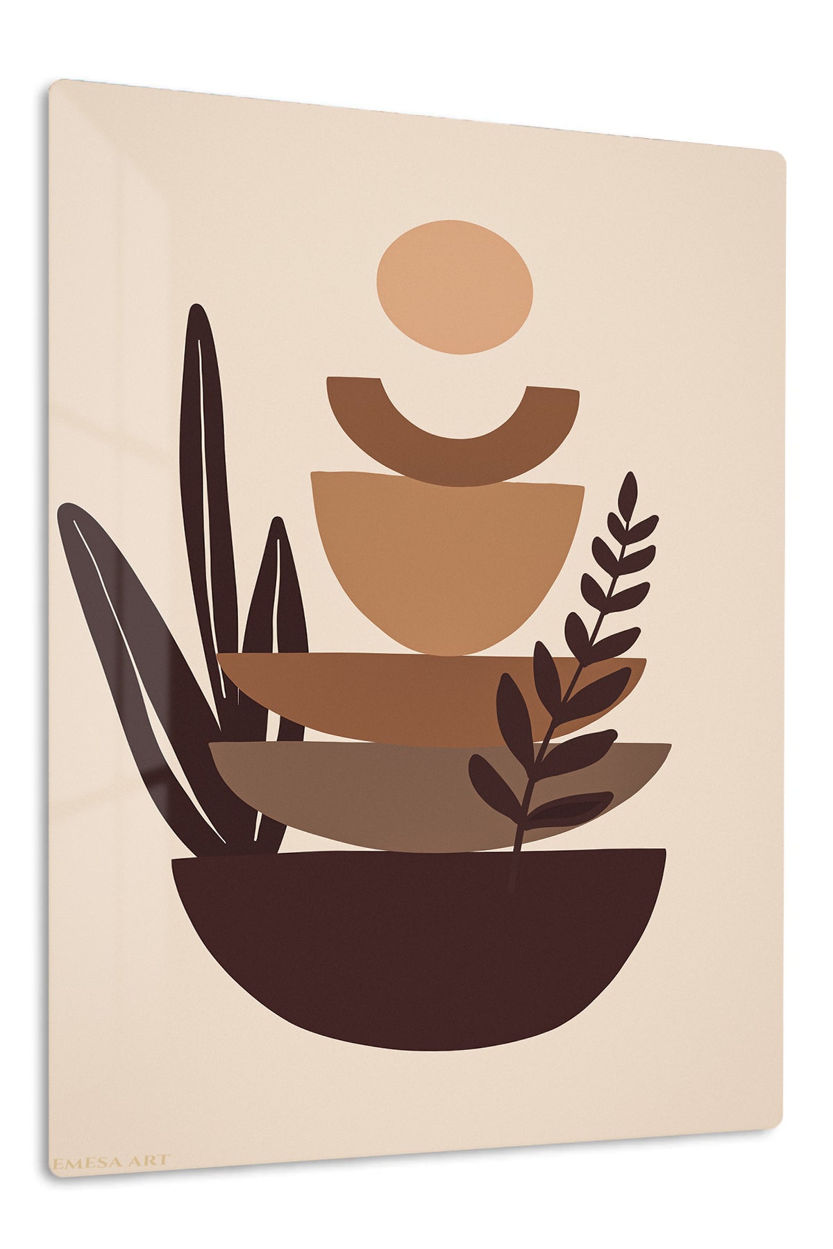 Earthtone Botanical Balance premium metal wall art – front view