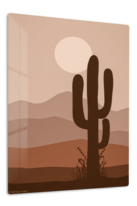 Desert Cactus at Dusk premium metal wall art – front view