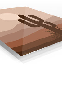 Desert Cactus at Dusk premium metal wall art – angled view