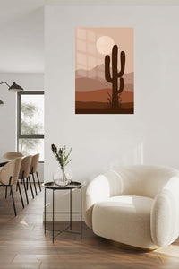 Desert Cactus at Dusk metal wall art displayed in a contemporary living space