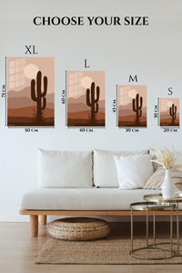 EMESA metal wall art size comparison guide for Desert Cactus at Dusk