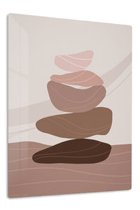 Earth Tone Balancing Stones premium metal wall art – front view
