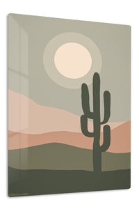 Desert Moon Cactus premium metal wall art – front view