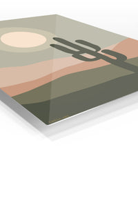 Desert Moon Cactus premium metal wall art – angled view