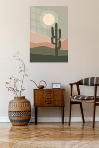 Desert Moon Cactus metal wall art displayed in a contemporary living space