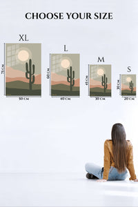 EMESA metal wall art size comparison guide for Desert Moon Cactus