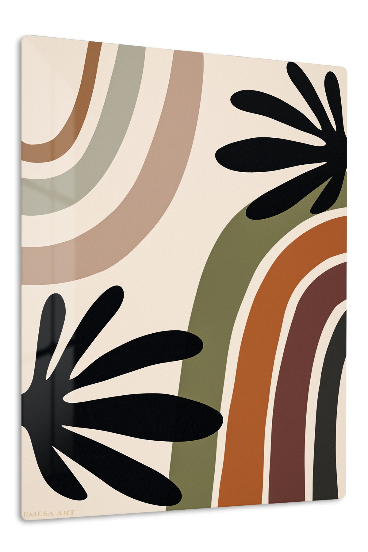 Earthtone Botanical Arches premium metal wall art – front view