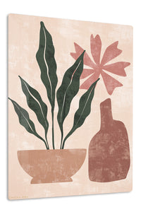 Terracotta Botanical Still Life premium metal wall art – front view
