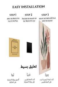 Magnetic mounting installation guide for Terracotta Botanical Still Life metal wall art