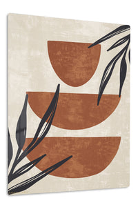 Terracotta Shapes and Botanical Silhouettes premium metal wall art – front view