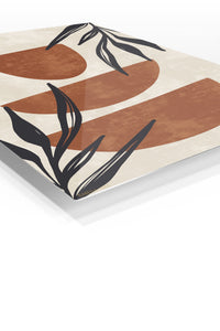 Terracotta Shapes and Botanical Silhouettes premium metal wall art – angled view