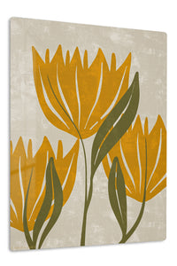 Ochre Botanical Bloom premium metal wall art – front view