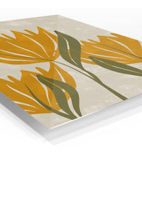 Ochre Botanical Bloom premium metal wall art – angled view