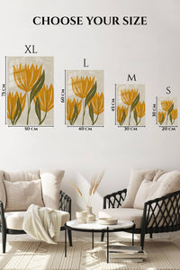 EMESA metal wall art size comparison guide for Ochre Botanical Bloom