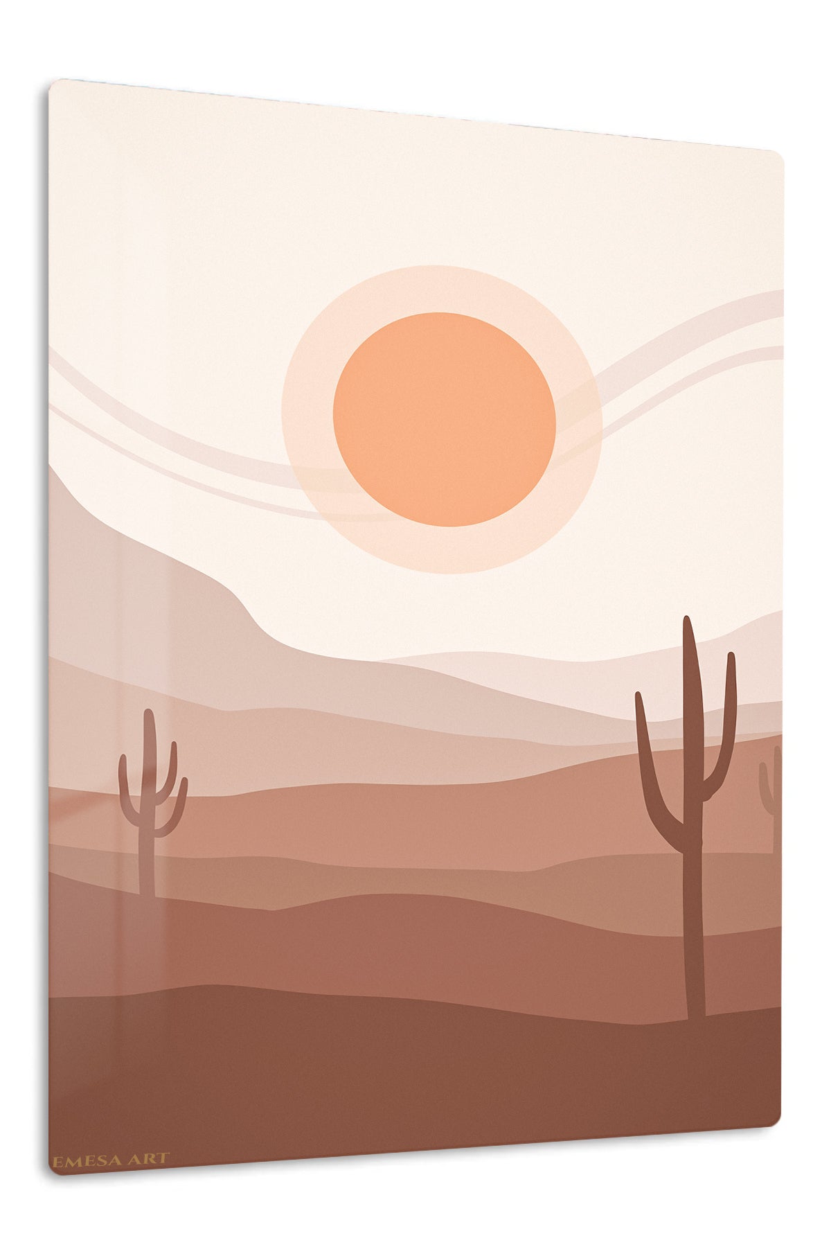Terracotta Desert Sun premium metal wall art – front view