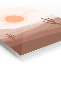 Terracotta Desert Sun premium metal wall art – angled view
