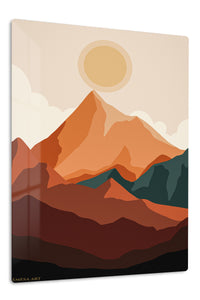 Terracotta Mountain Sunrise premium metal wall art – front view