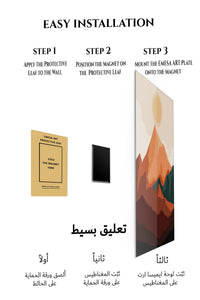 Magnetic mounting installation guide for Terracotta Mountain Sunrise metal wall art