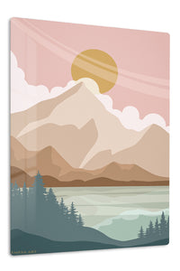 Golden Sun Mountain Valley premium metal wall art – front view