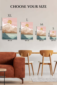 EMESA metal wall art size comparison guide for Golden Sun Mountain Valley
