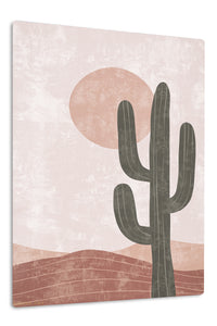 Desert Cactus and Blush Sun premium metal wall art – front view