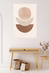 Earthtone Strata Arches metal wall art displayed in a contemporary living space