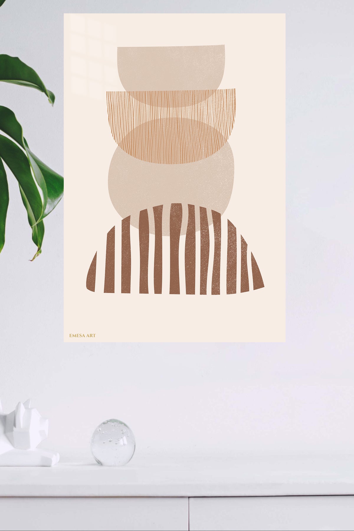 Earthtone Arch Rhythm metal wall art displayed in a modern interior