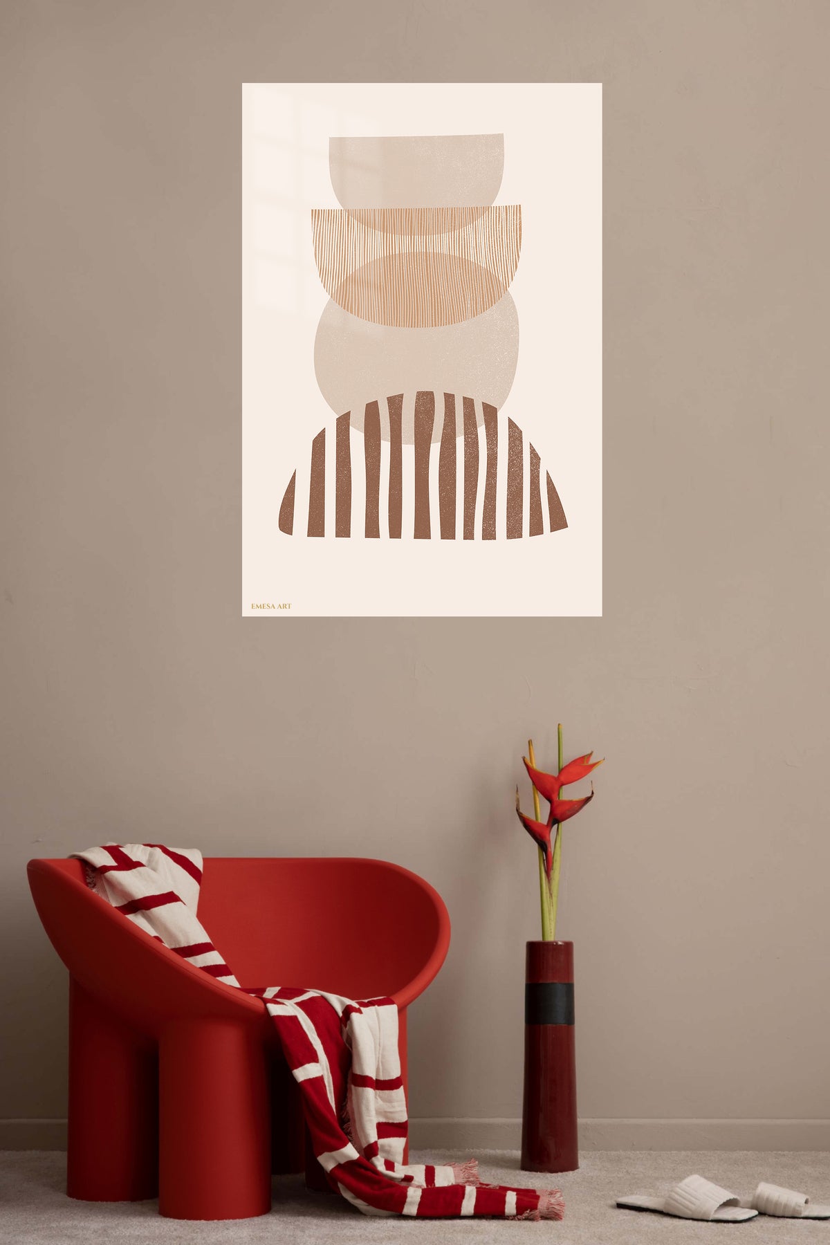Earthtone Arch Rhythm metal wall art displayed in a contemporary living space