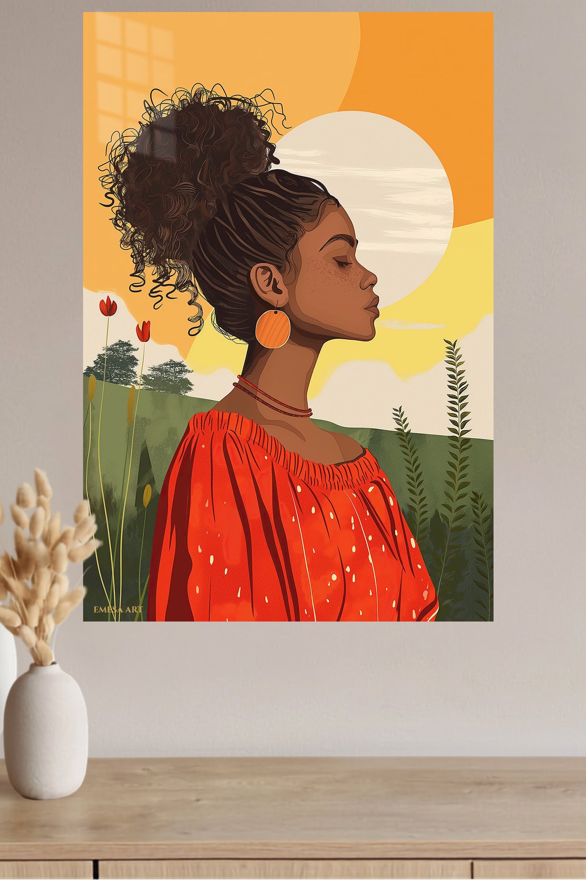 Sunlit Natural Beauty metal wall art displayed in a modern interior