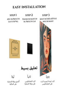 Magnetic mounting installation guide for Tropical Reverie Portrait metal wall art
