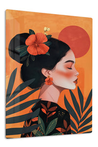 Hibiscus Sunset Portrait premium metal wall art – front view