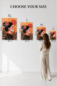EMESA metal wall art size comparison guide for Hibiscus Sunset Portrait
